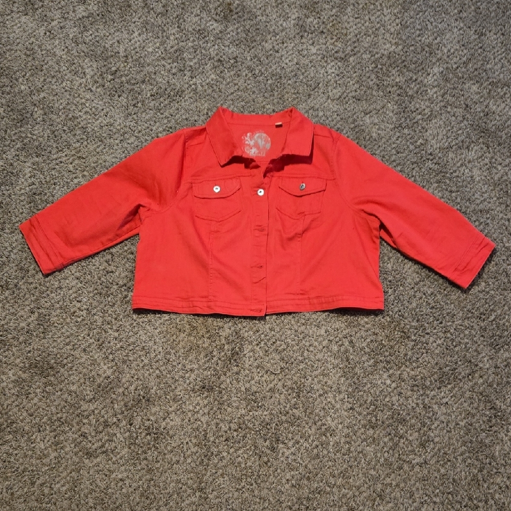 ONE WORLD Vibrant Red Jean Jacket